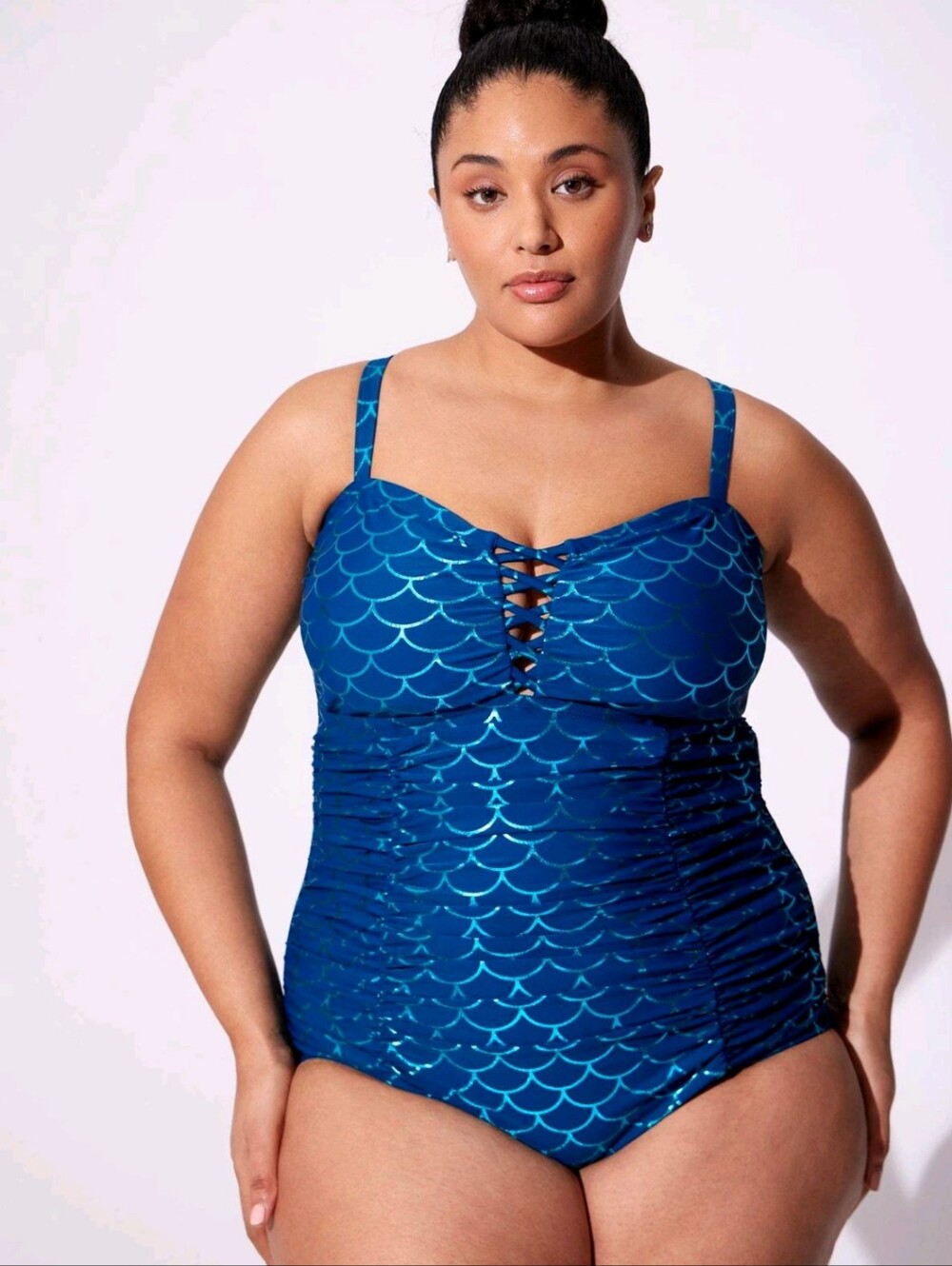 NWT Torrid Wireless Lattice Front One Piece Swimsuit Mermaid Size 2X